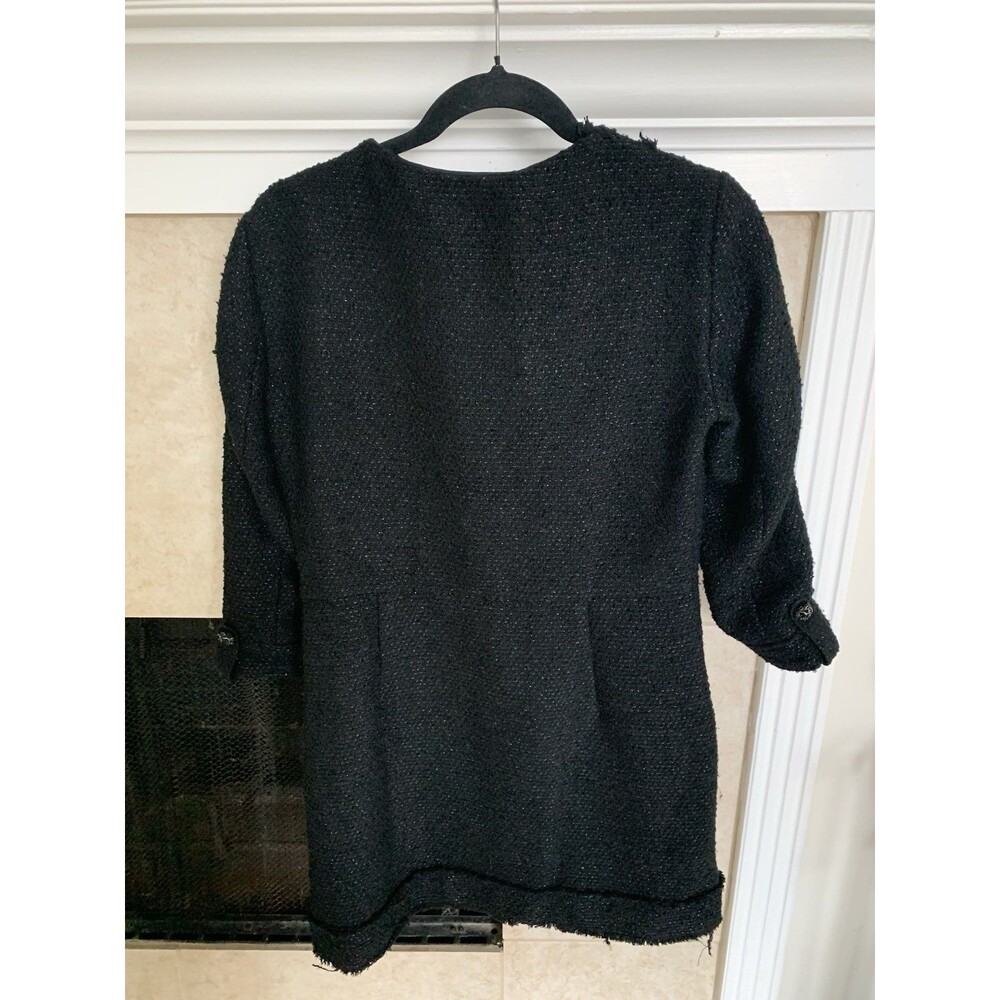 Zara TRF Collection Women’s Black Tweed Blazer Jacket Pockets Lined Size L - Picture 5 of 6